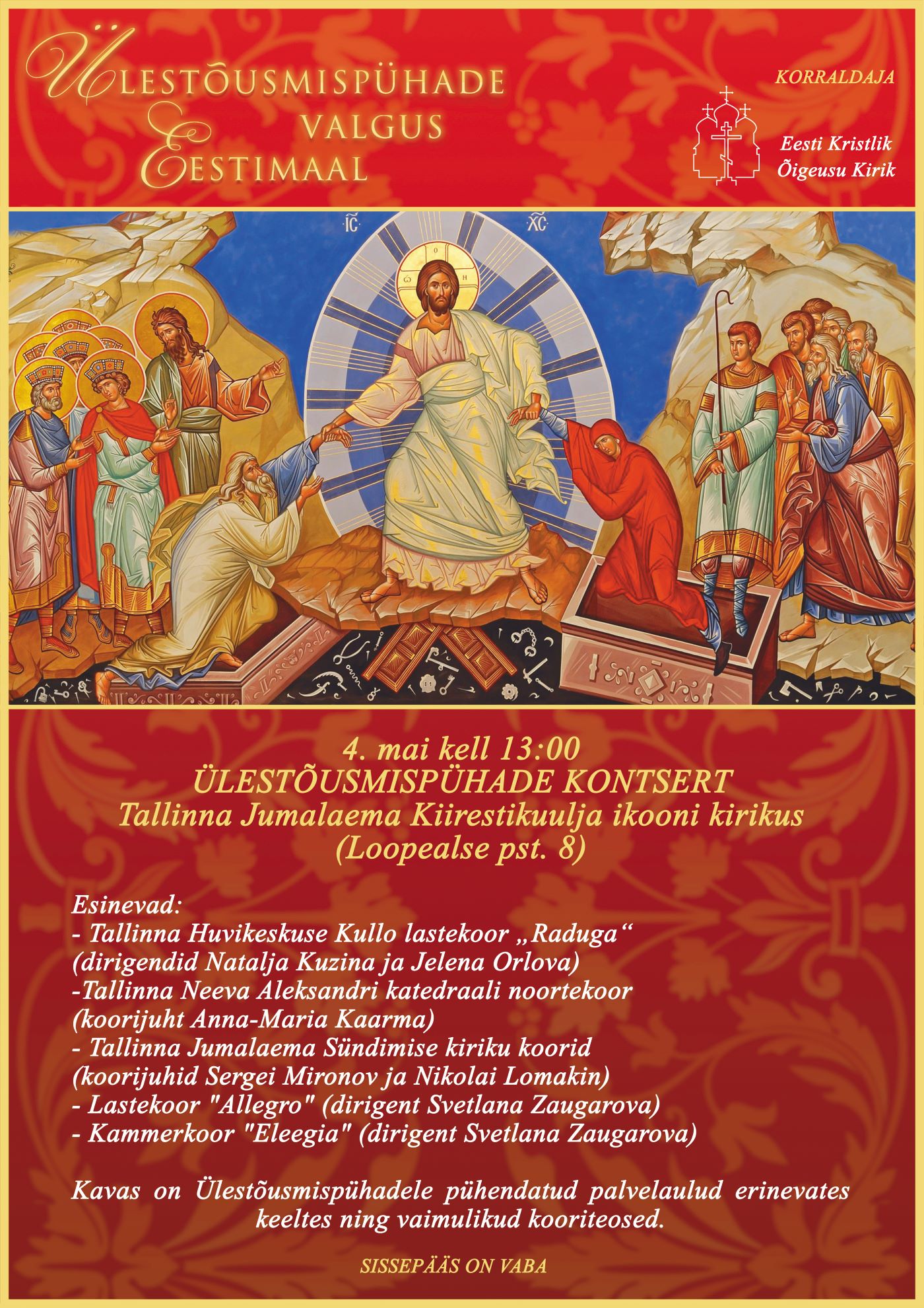 Ülestõusmispühade kontserdi plakat